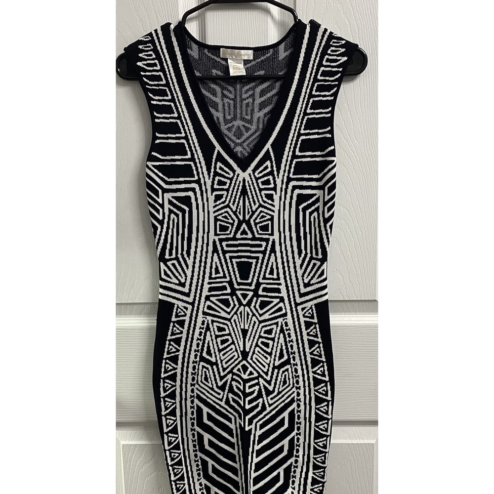 JEALOUS TOMATO Womens‎ Black&White Tribal Print Sweater Knit Bodycon Dress Sz.S